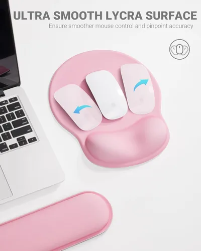 Vista 3 de Laborio Juego de Almohadilla de Ratón Ergonómica con Soporte para Muñeca, Juego de Reposamuñecas de Espuma Viscoelástica para Teclado, Almohadilla