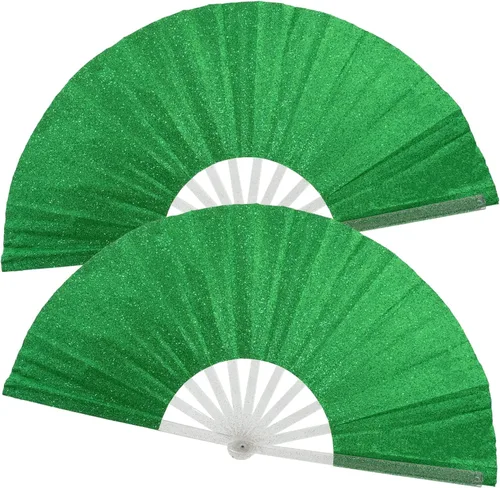 Vista 24 de Ventilador plegable de mano grande, botas en el suelo, abanicos decorativos plegables de manivela para bailes, fiestas, bodas, festivales de música