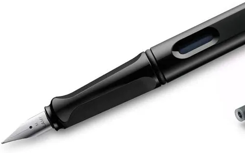 Vista 2 de Lamy Safari pluma estilográfica (M) y 5 cartuchos de tinta negra, Negro