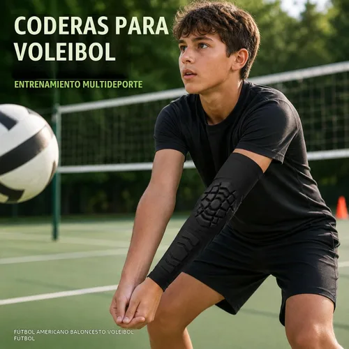 Vista 8 de AceList Mangas de brazo de voleibol, paquete de 2, almohadillas acolchadas Negro