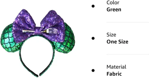 Vista 8 de Diadema de lazo inspirada en la princesa, orejas de ratón, fiesta de princesa, talla única