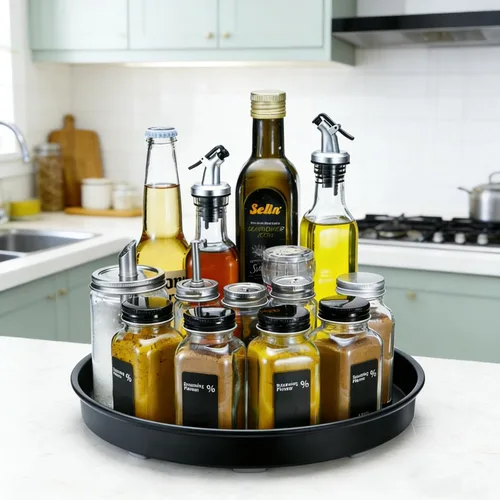 Vista 3 de Amolliar Lazy Susan - Organizador giratorio de metal para cocina, nevera, gabinete, encimera, organizador de almacenamiento de despensa, organizador