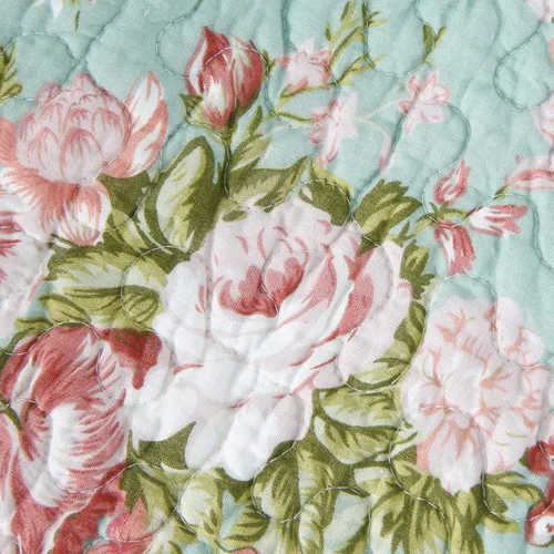 Vista 6 de Brandream - Juego de edredones de tamaño Queen, patchwork de algodón, edredón acolchado con estampado floral campestre verde, juego de colchas