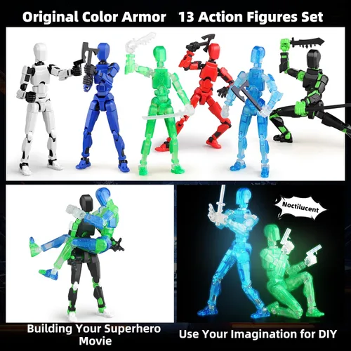 Vista 5 de Juego luminoso de 13 figuras de acción, 6 figuras de acción de robot Titan 13, juguetes impresos en 3D articulados, para entusiastas del modelado