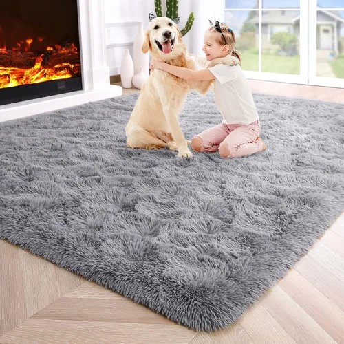 Vista 83 de Noahas Alfombras de Área Grandes y Esponjosas de 5x8 pies para Sala de Estar y Dormitorio, Alfombra Gruesa de Pelo Largo Beige y Blanca, Alfombra