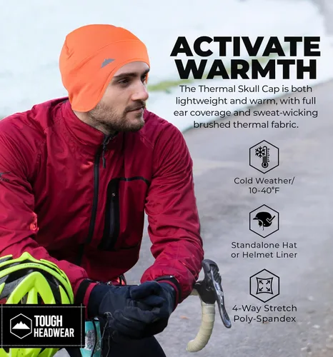 Vista 29 de Tough Headwear Gorras térmicas para casco para hombre, para invierno, gorra de casco y gorras de ciclismo para correr, esquiar, deportes de invierno