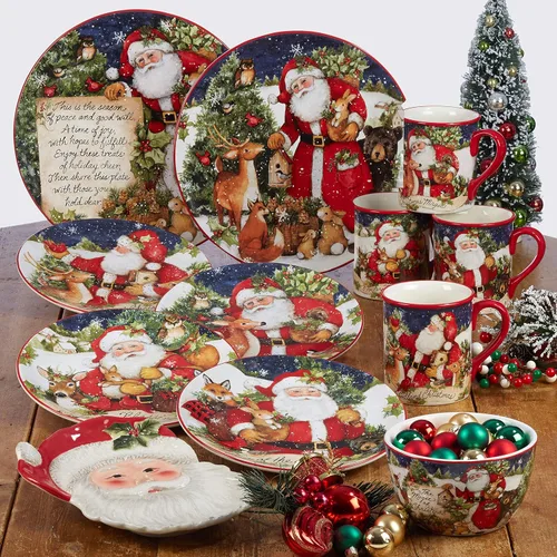 Vista 7 de Magic of Christmas Snowman - Juego de vajilla navideña de 16 piezas, servicio para 4, platos alegres de invierno, tazas y cuencos para comidas