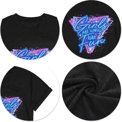 Vista 5 de Atuendo de los años 90 para mujer camiseta vintage de los años 80, camiseta casual de los años 90 y 80 para nostalgia
