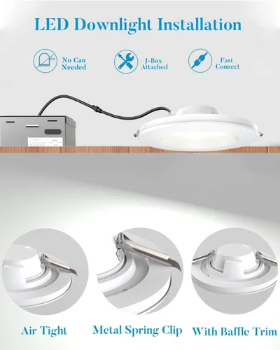 Vista 5 de Lightdot LED de 6 pulgadas empotrable con luz nocturna 1200LM 12W 120V regulable LED Downlight iluminación, 3000 K/4000 K/5000 K seleccionables