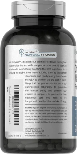 Vista 3 de Horbäach Magnesio quelado 360 mg 240 cápsulas Suplemento sin OMG y sin gluten