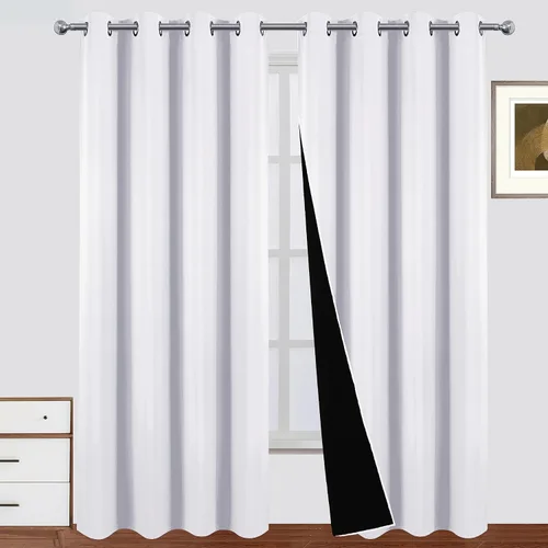 Vista 54 de LEMOMO Cortinas 100% opacas de 38 x 54 pulgadas, 2 paneles de oscurecimiento con aislamiento térmico para dormitorio