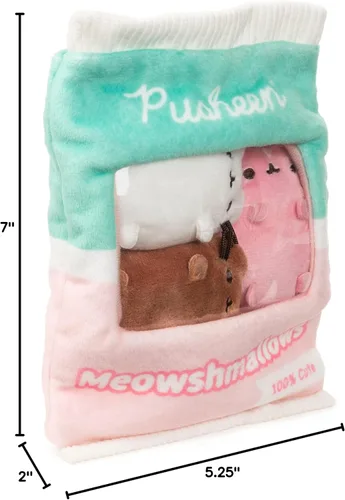 Vista 7 de GUND Pusheen Meowshmallows - Bolsa de golosinas con mini felpa extraíble, animales de peluche para edades de 8 años en adelante, rosa/verde, 7.5