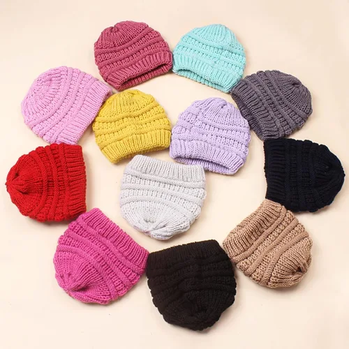 Vista 4 de Womens Cap Winter Warm Knitted Beanie Hat, Baby Hat Casual Boys Girls Autumn Warm Outdoor Knitting Hat Photography Prop (Color Navy Blue)