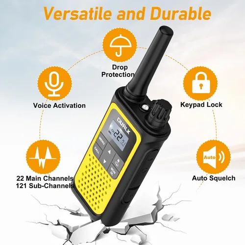 Vista 8 de Walkie Talkies recargables de largo alcance, paquete de 4 Walkie Talkies para adultos NOAA con alerta meteorológica, radio de 2 vías de 22 canales