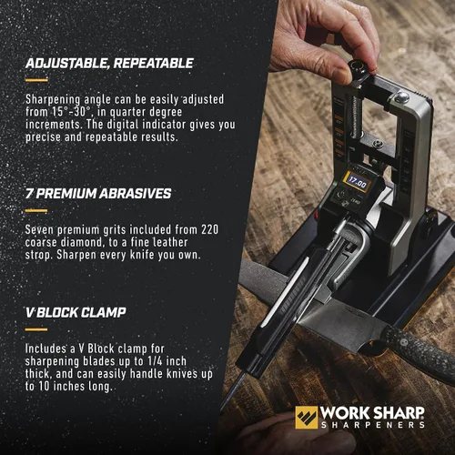 Vista 4 de Work Sharp Afilador de cuchillos de ajuste de precisión profesional, kit de afilado de cuchillos ajustable para bolsillo, caza, cocina, cuchillos