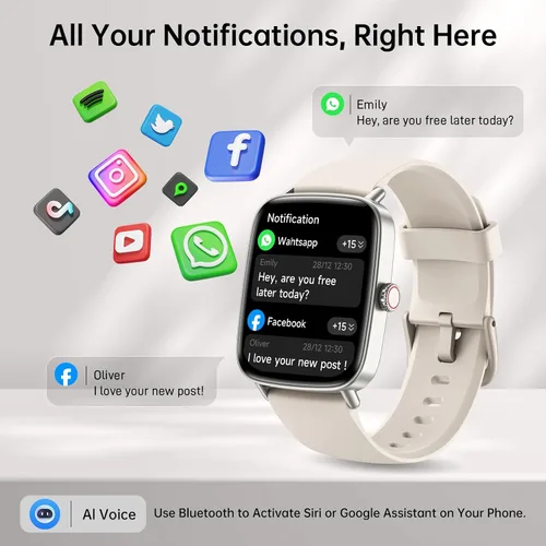 Vista 3 de Gydom Reloj inteligente para mujer, responder/hacer llamadas, pantalla HD
