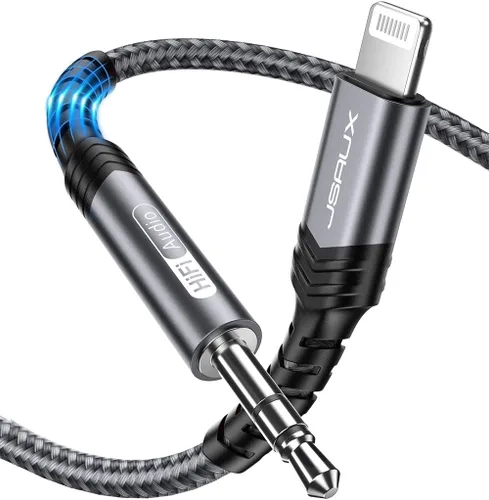 Vista 10 de JSAUX - Cable de audio Lightning a 0.138 pulgadas (3.5mm) de 3.3 pies, [certificado Apple MFi] auriculares para iPhone, cable auxiliar Lightning