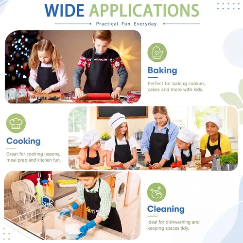 Vista 7 de Handepo 35 Pcs Kids Apron Artists Adjustable Chef Painting Aprons for Cooking Kitchen Grilling Painting Child Party Favors