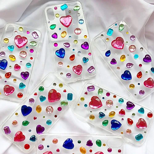 Vista 5 de Elwish 365 piezas de pegatinas redondas de joyas, pegatinas de gemas, diamantes de imitación para manualidades, pegatinas de gemas autoadhesivas