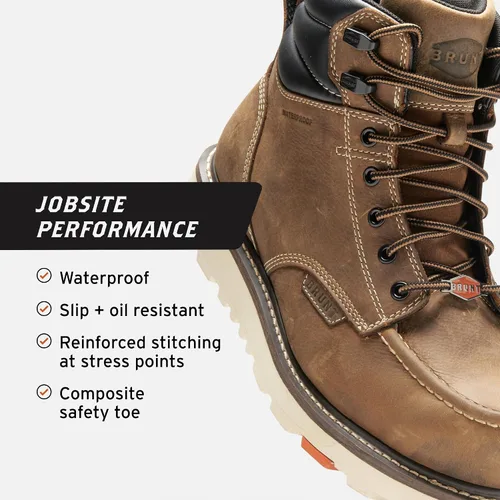 Vista 3 de BRUNT Marin Welted (Comp Toe) - Men's - Waterproof Safety Toe Wedge Work Boot - Goodyear Welt Construction - EH & ESR Rated - Oil & Slip Resistant