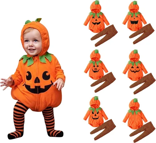 Vista 9 de Disfraz de calabaza para bebé, unisex para niños pequeños