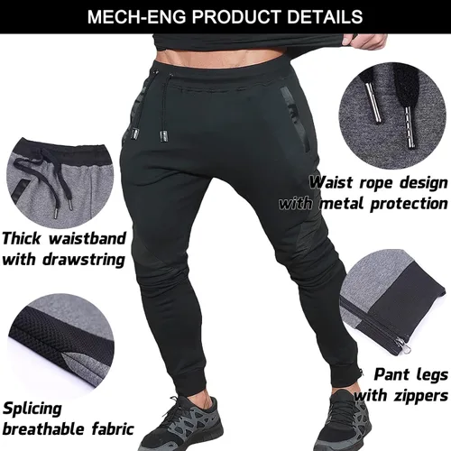 Vista 4 de MECH-ENG Pantalones deportivos de gimnasio para hombre, pantalones deportivos casuales de fitness