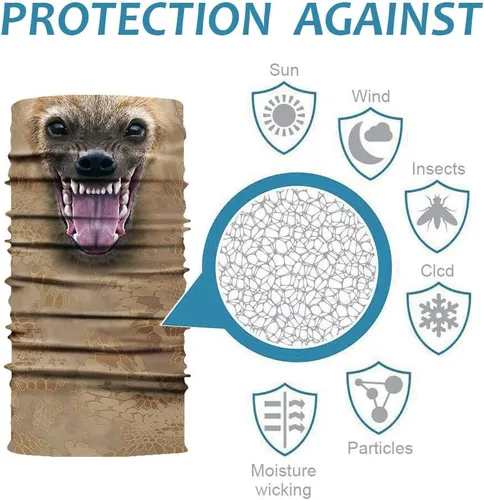 Vista 4 de Máscara facial, bufanda, protector y calentador de cuello, gorro, diseño animal 3D, a prueba de viento, microfibra, multifuncional, para andar