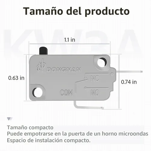 Vista 3 de Interruptor de puerta del horno de microondas KW3A 16A 2 normalmente 3 PAQUETES