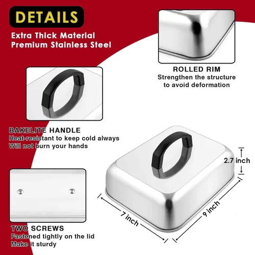 Vista 2 de Joyfair - Cubierta para hilvanar quesos de 9 pulgadas (rectangular), tapa de acero inoxidable para fundir, parrilla superior plana, accesorios