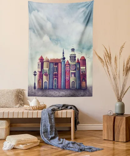 Vista 101 de Ambesonne Tapiz de hongos, atmósfera psicodélica, escena astral estrellada con motivos orientales trippy, decoración de tela para colgar en la pared