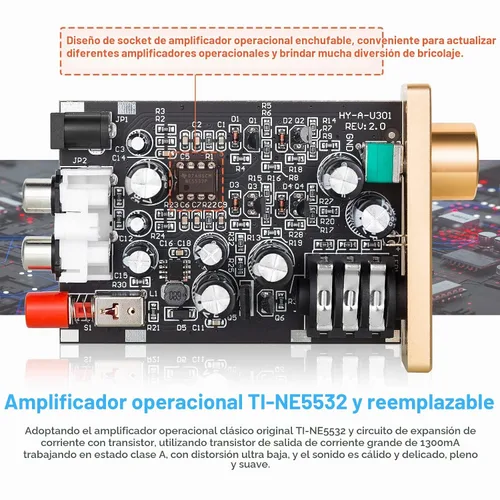 Vista 3 de Douk Audio U3 Amplificadores de Auriculares, Mini Amplificador Hi-Fi para PC de Escritorio de Casa con Conectores de 6.35mm / 3.5mm, Clase A