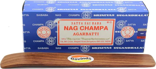 Vista 2 de Govinda - Bangalore (BNG) Nag Champa Argarbatti 8.82 oz con soporte para incienso