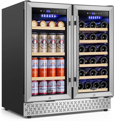 Vista 26 de Tylza Refrigerador de exhibición de encimera Puerta de vidrio doble de 2.7