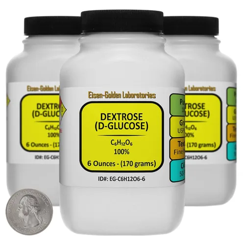 Vista 6 de Dextrosa [C6H12O6] 100% USP polvo de grado alimenticio 3 onzas en una botella