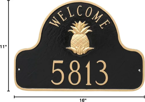 Vista 2 de Montague - Placa de metal con diseño de piña, 11 x 16 pulgadas, cobre antiguo/cobre