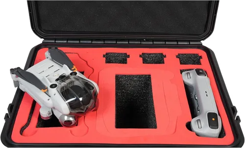 Vista 6 de Deco Essentials - Funda de viaje compacta y rígida para DJI Mini 4 Pro, insertos de espuma de corte preciso para drones y accesorios, construcción