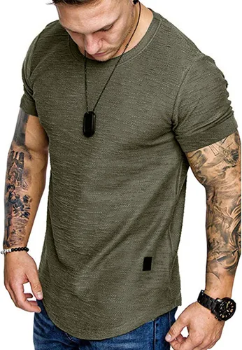 Vista 33 de Camiseta de Moda para Hombre, Camiseta Muscular de Gimnasio, Entrenamiento, Camiseta Atlética de Algodón, Camiseta Superior 240-azul