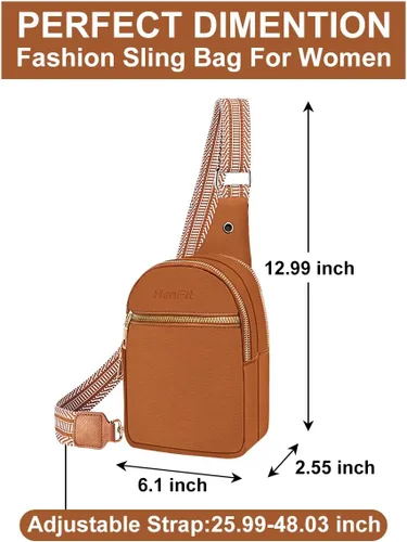 Vista 2 de HenFit Bolsos cruzados pequeños para mujer, bolso bandolera pequeño para mujer, bolso cruzado de cuero vegano con correa de guitarra para viajes