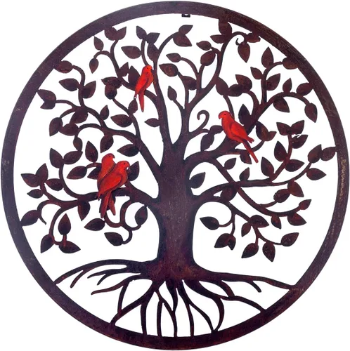 Vista 11 de CHINDEUISYUT Arte de pared de metal, árbol de la vida, decoración de pared de metal para habitación, jardín, porche, patio, oficina, decoración