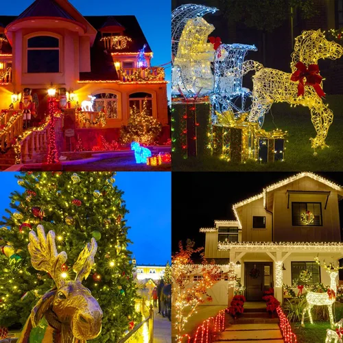 Vista 6 de realization - Guirnalda de luces LED para Navidad al aire libre, tira de 105 pies con 300 luces LED para interiores con 8 modos, enchufe de extremo
