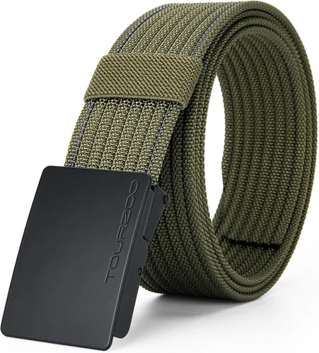 Vista 10 de TOURZOO Cinturones tácticos militares de nailon para hombres de 1.5 pulgadas, sin agujeros, cinturón de lona ajustable para senderismo, casual y al