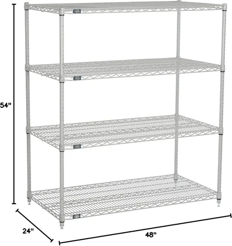 Vista 2 de Nexel ate Unidad de inicio de estantería de alambre, epoxi plateado, 48 pulgadas de ancho x 24 pulgadas de profundidad x 54 pulgadas de alto