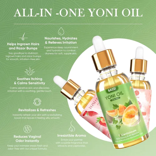 Vista 4 de 3 piezas de aceite natural Yoni para mujeres - Aceite femenino hidratante vaginal - Reduce el olor, restaura el equilibrio del pH, ayuda