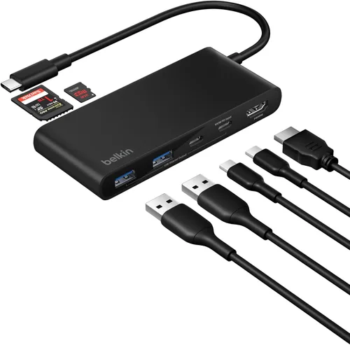 Vista 8 de Belkin Connect Hub USB C de 4 Puertos - Adaptador Multipuerto Dongle con 4 Puertos USB C 3.2 Gen 2 - Transferencia de Datos de Alta Velocidad de 10G