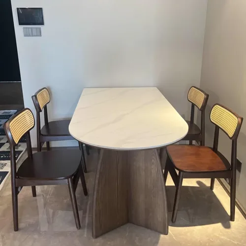 Vista 8 de YVYKFZD Juego de sillas de comedor de madera maciza, sillas de cocina sin brazos, silla de comedor con respaldo de ratán, cómoda silla lateral