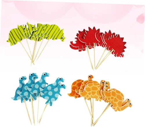 Vista 6 de Paper Dinosaur Cake Toppers Birthday Party Decoration 96pcs