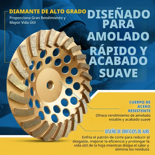 Vista 3 de Muela abrasiva de diamante de 4" para mampostería de hormigón 9 segmentos 5