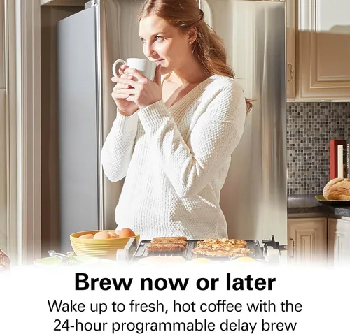 Vista 5 de Hamilton Beach Cafetera programable de 14 tazas con medidor fácil de medir, filtro reutilizable iluminado, depósito de agua extraíble de 70 oz