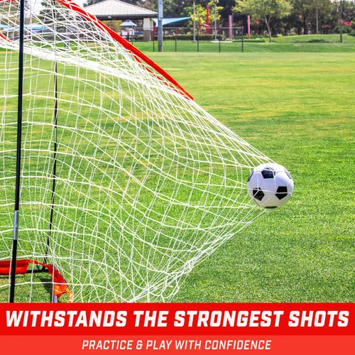 Vista 5 de GoSports Elite Soccer Goals – Redes de fútbol portátiles de 12 x 6 pies y 6 x 4 pies para juegos o práctica – Incluye 6 conos, funda de transporte