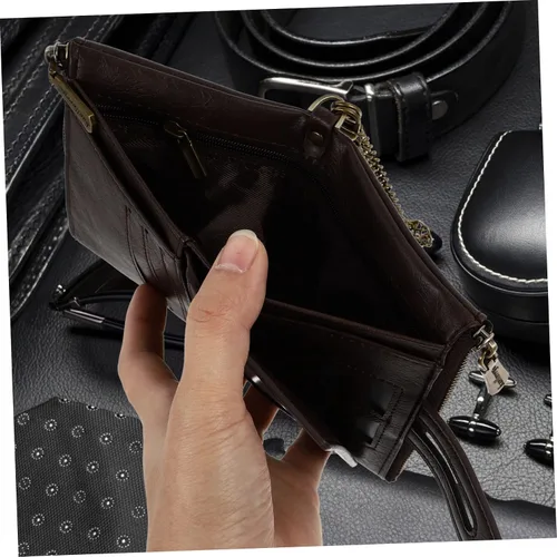 Vista 7 de TENDYCOCO Cartera multiherramienta con cremallera, 2 unidades, estilo vintage, para hombres, tarjetas, para negocios, a la moda, Coffeex6pcs